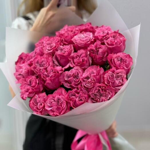 Розовые розы 19 шт