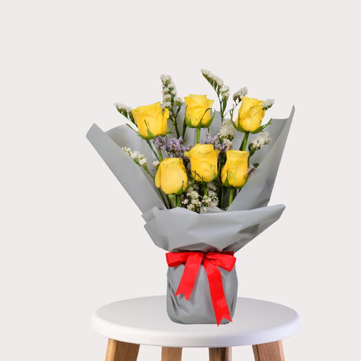 6 Stem Yellow Rose Bouquet