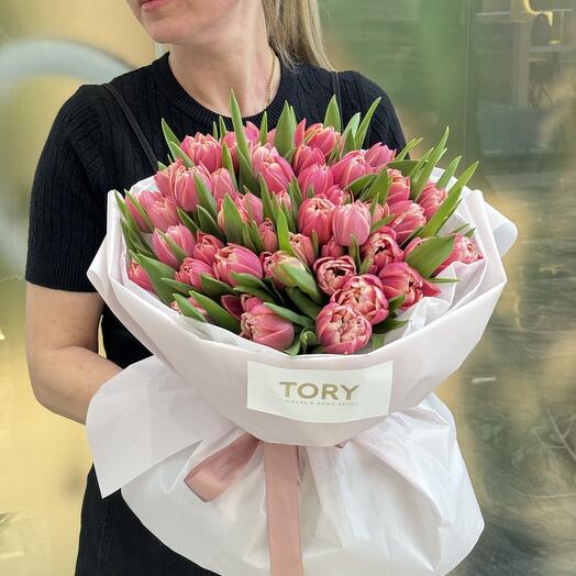 bouquet of 51 pink peony tulips