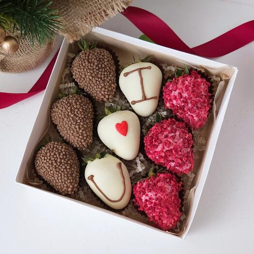 Fresa en chocolate "I love you", chica favorita, 9pcs