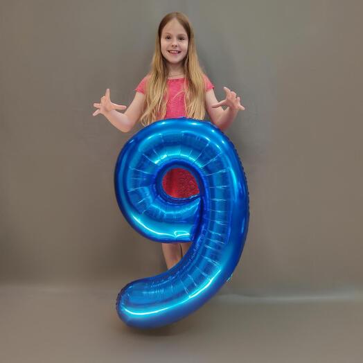 Шар Цифра синяя 9