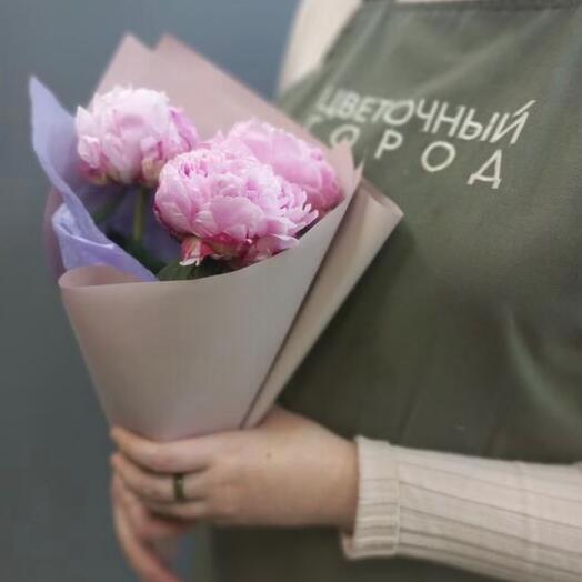 Розовые пионы 3 шт