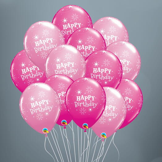 15 Pink Birthday Sparkle Balloons - 1496