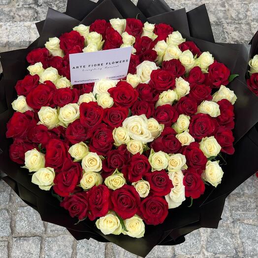 120 premium Red and white rose mix flowers