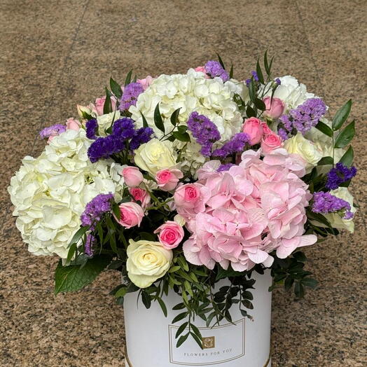 Hydrangeas   Roses in a box