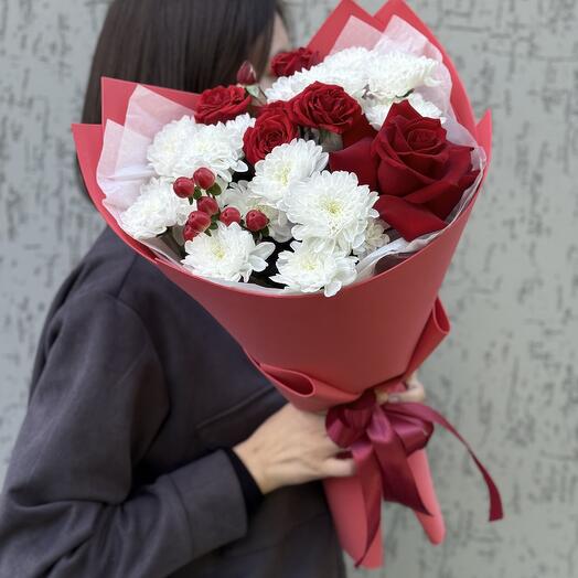 Кустовые Хризантемы с розой 😍