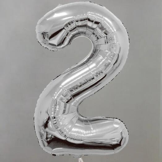 Шар Цифра 2 серебро