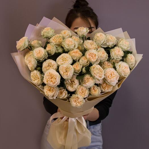 Bouquet of bushy peony-shaped lace roses 15 pcs