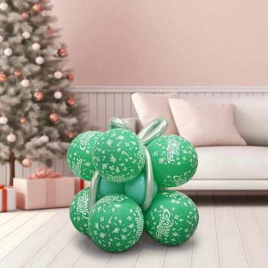 Christmas Green Balloons Gift Wrap