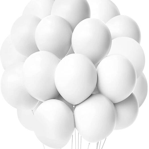 White Helium Latex Balloons - 20pcs