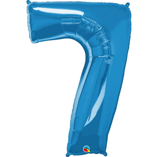 Blue Number Seven Helium Balloon