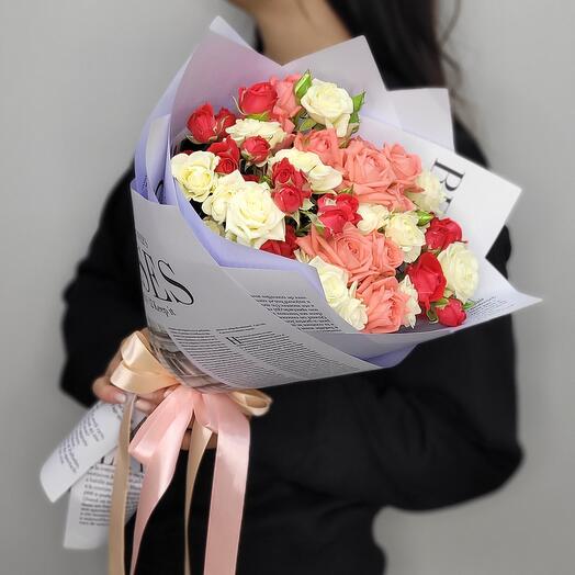 Конфетти S (микс кустовых роз 15шт)