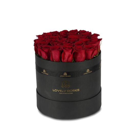 Fresh Roses in a Round Box - Small