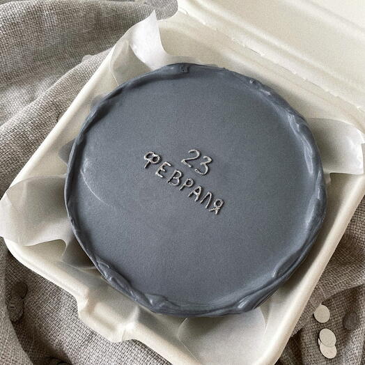 Бенто-торт на 23 февраля в сером цвете парню, мужу, брату, другу, бенто-торт ко дню защитника отечества, торт с написью