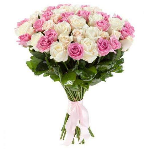 51 Pink and White Rose Bunch