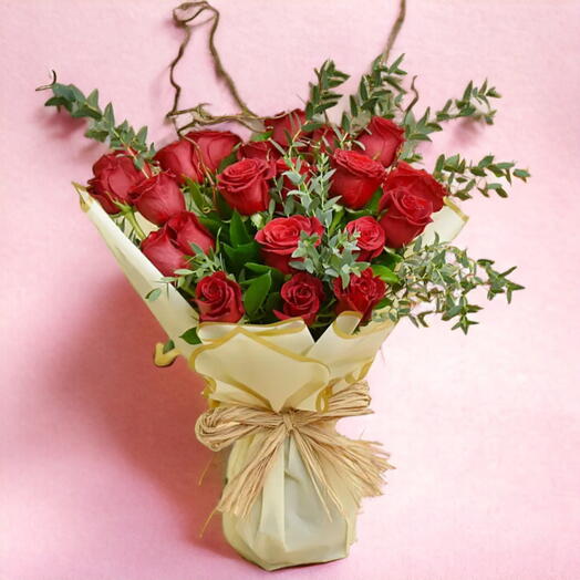 Enchanting Romance: Bouquet Of 20 Red Roses