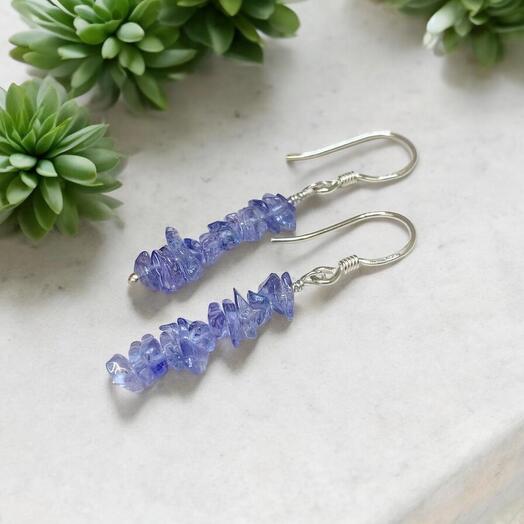 925 Sterling Silver Tanzanite drop earrings