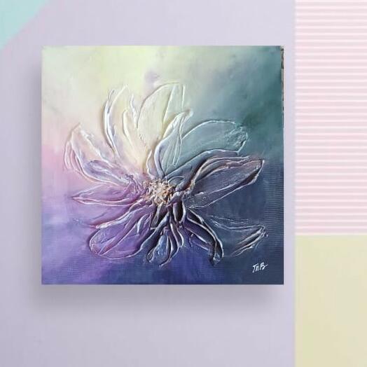 Интерьерная картина, фактурная картина. "Аромат пиона"