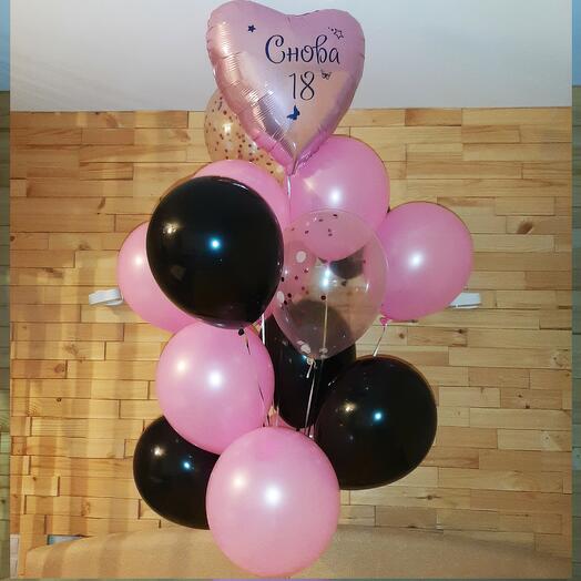 Crimson-pink balloons and a heart with any inscription