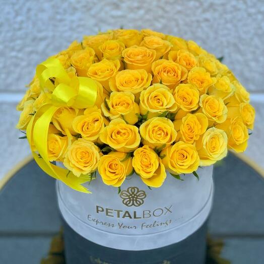 Yellow Roses in grey box
