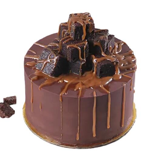 Caramel chocolate and brownie cake