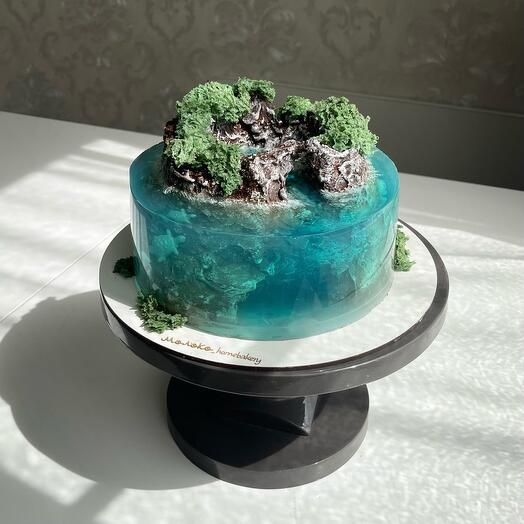 Невероятный торт остров, морской торт, торт море, торт с ракушками, необычный торт, торт на день рождения