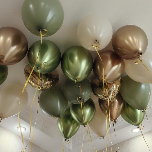 Гелиевые шары под потолок. Хром Лайм
