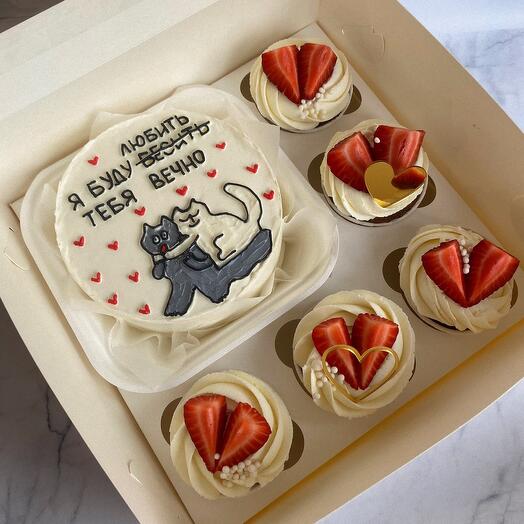 Бенто-торт 🎂 + 5 капкейков 🧁