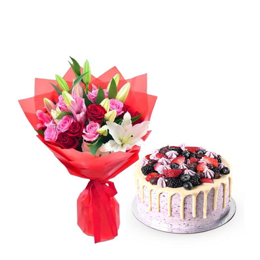 Mixed Bouquet With Cake