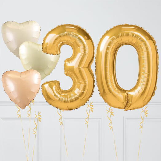 Cream Chrome Birthday Number Balloons Set