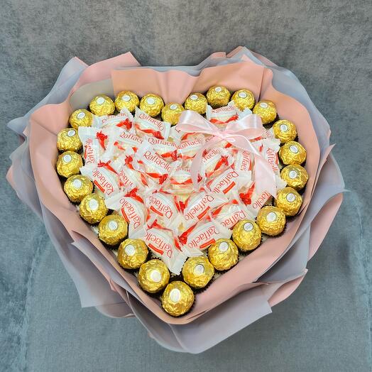 Букет из премиум конфет Ferrero Rocher и Raffaello