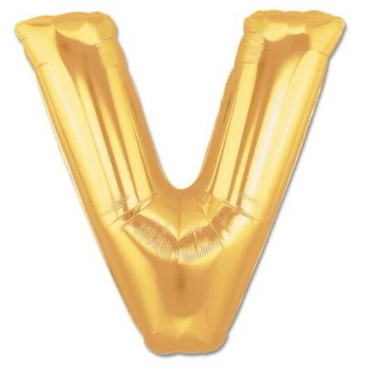 Letter V Golden Foil Balloon