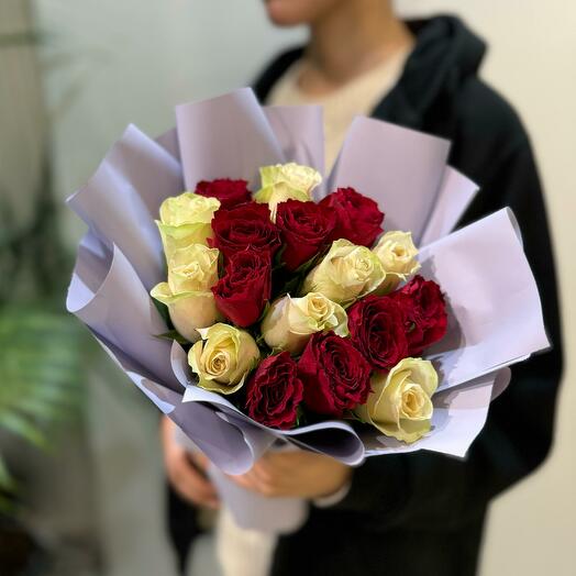 -20%АКЦИЯ🌹Монобукет "Вечерняя романтика"/роза Кения/Цветы Уфа/Цветы в Уфе/Доставка цветов Уфа