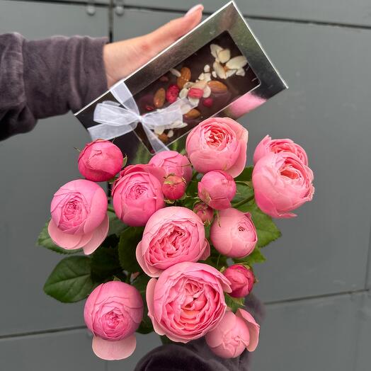Пион розы кустовые розовые с шоколадом ручной работы 💝
