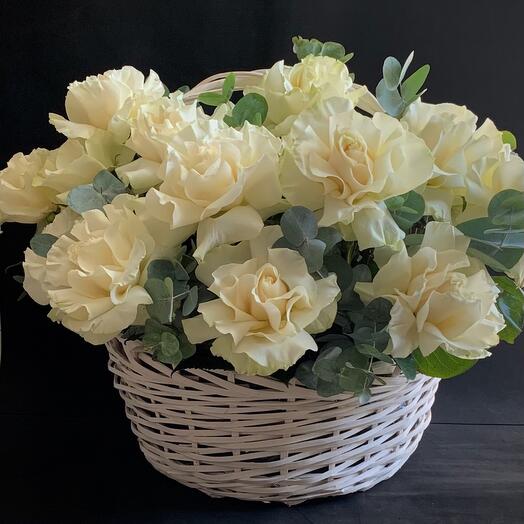Basket of lace roses