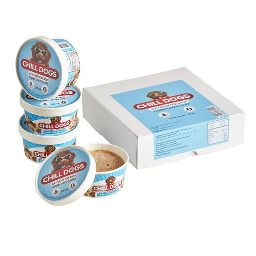 Chill Dogs Ice Cream Chubby Chicken Liver Box 130ml X 4 Cups