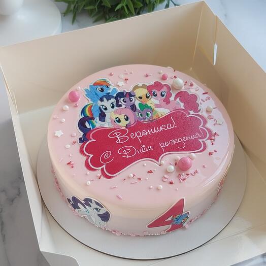 Детский розовый торт 1 кг для девочки My Little Pony Май Литл Пони Единороги