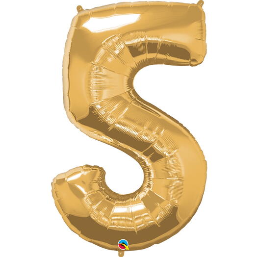 Golden Number Five Helium Balloon