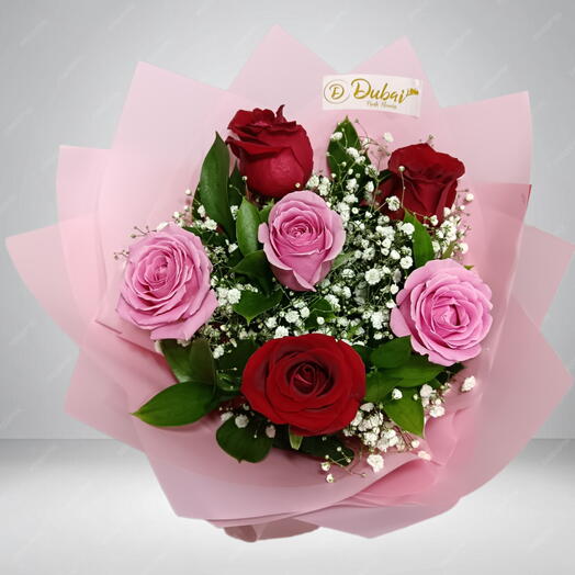 6 Red   Pink Rose Bouquet