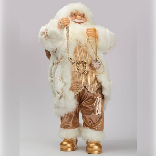 Santa stands in a golden fur coat -63x31x21cm