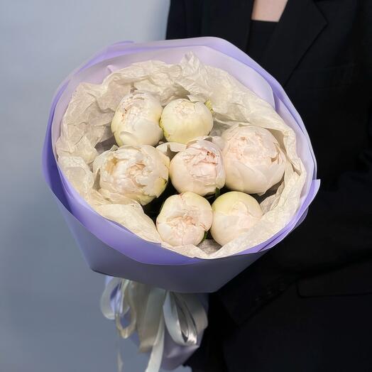 Mono bouquet 164 из 7 белоснежных пионов