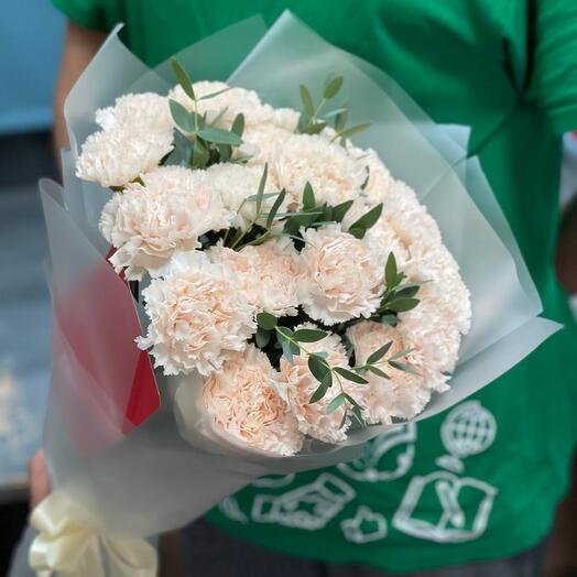 Букет из 19 кремовых диантусов 🌿