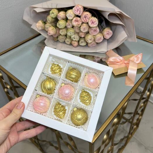 Елочные Игрушки Ручной Работы из Белого Шоколада Callebaut