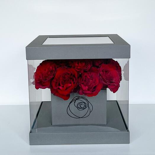 Red Roses Display Case Flower Box