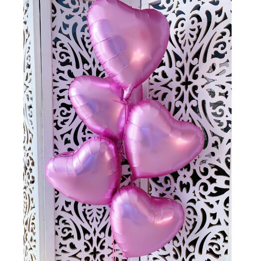 Foil balloons with helium Hearts 5 pieces pink