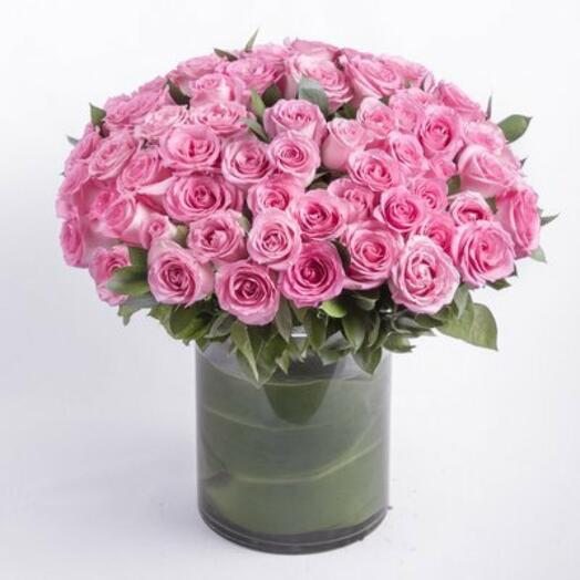 Magical 101 Pink Roses Vase