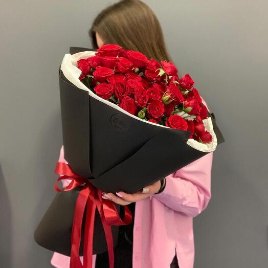 Кустовая Роза в черном фоамиране
