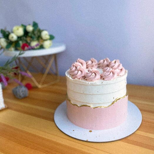 Light Pink   white Butter cream cake -Birthday