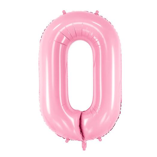 Różowy balon foliowy w kształcie cyfry 0