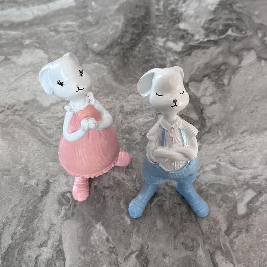 Сувенир : набор- зайки- парочка🩷🩵